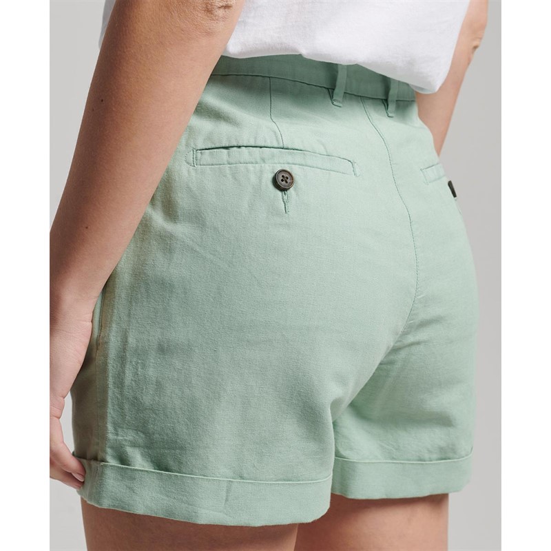 Superdry Shorts Studios Linen Femme Blue-Vert Clair