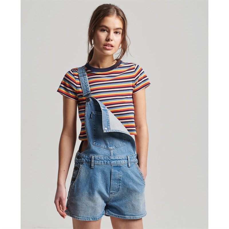 Superdry Damskie Vintage Dungaree Stroje Jednoczęściowe Mid Niebieski