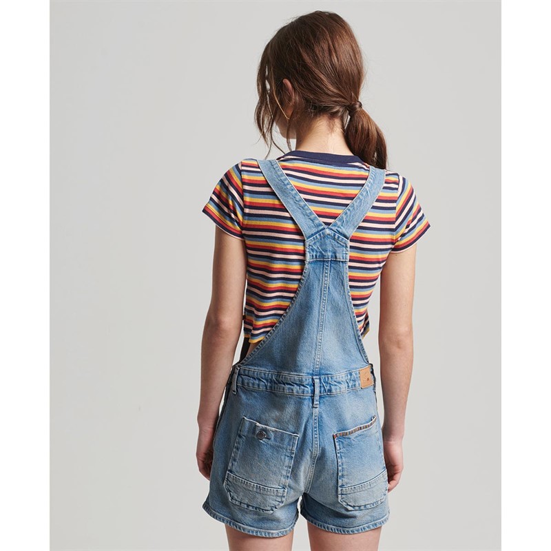 Superdry Damskie Vintage Dungaree Stroje Jednoczęściowe Mid Niebieski