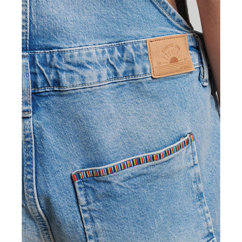 Superdry Damskie Vintage Dungaree Stroje Jednoczęściowe Mid Niebieski