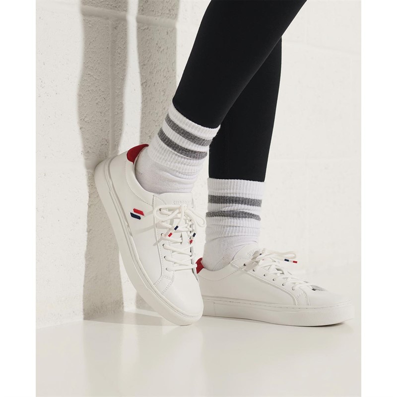 Superdry Damen Vegan Court SP Tennis Sneaker Weiß