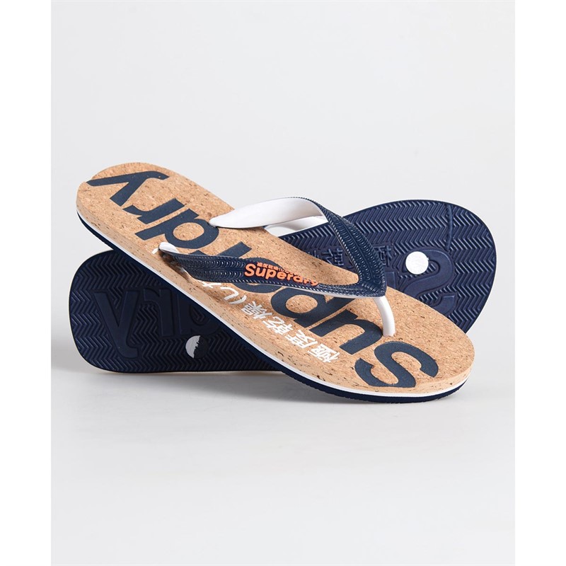 Superdry Dames Cork Slippers Marineblauw