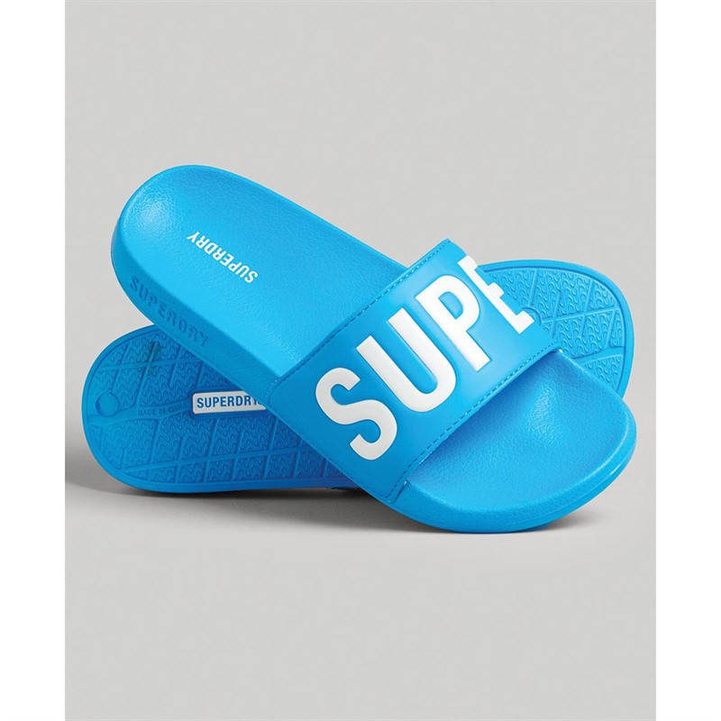 Superdry Slider Sandales Code Core Pool Femme Bleu Vif