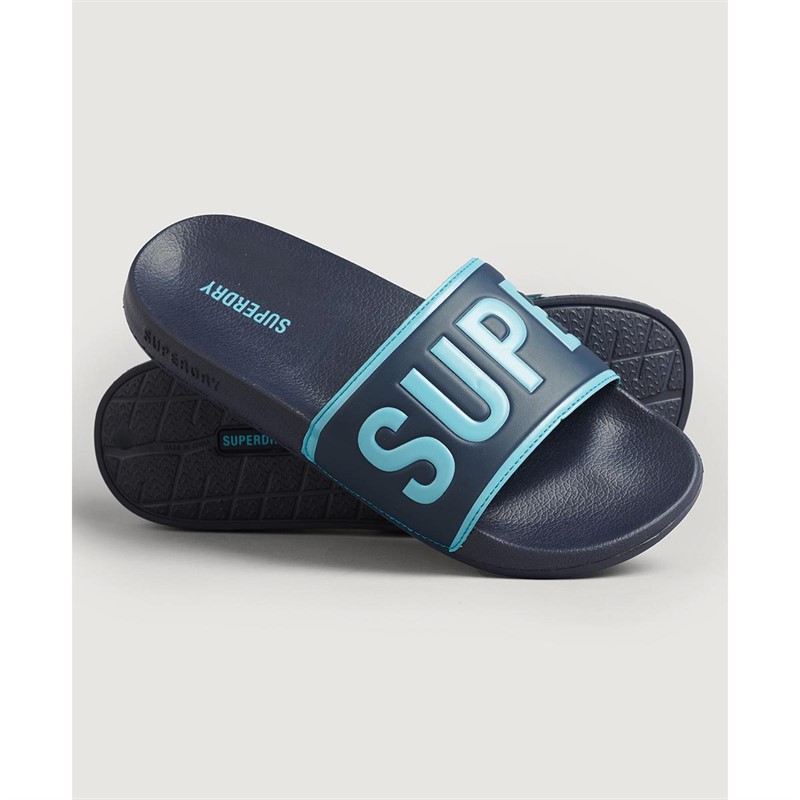 Superdry Slider Sandales Code Core Pool Homme Bleu Marine
