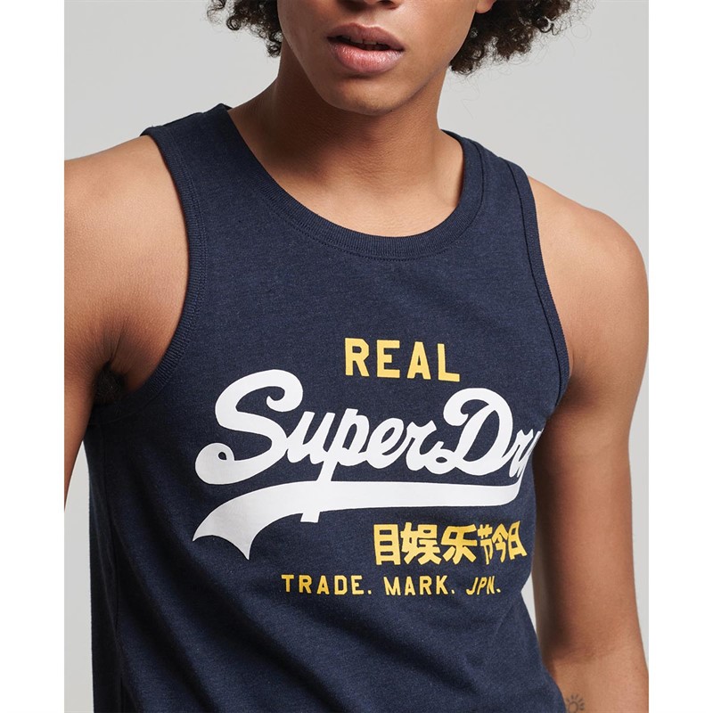 Superdry Heren Vintage VL Classic Singlet Marineblauw