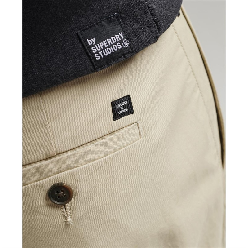 Superdry Herre Studios Pleated Chino bukser Ecru