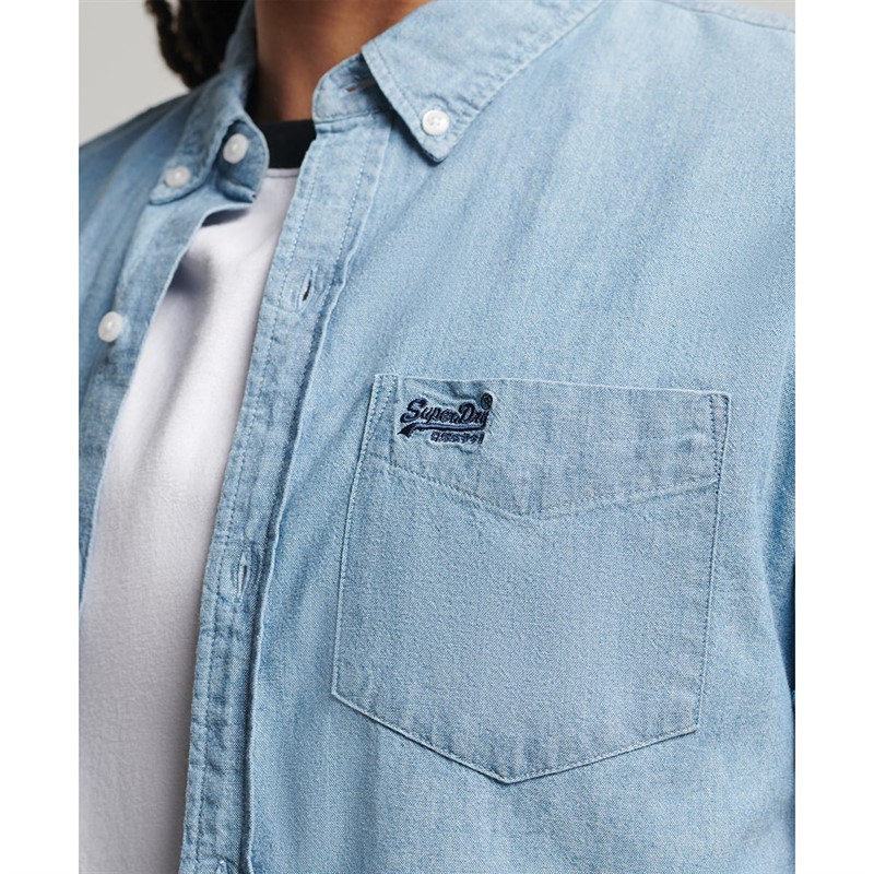 Superdry Chemises à Manches Courtes Classic University Oxford Homme Bleu Moyen