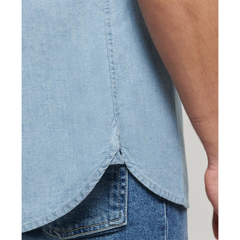 Superdry Chemises à Manches Courtes Classic University Oxford Homme Bleu Moyen
