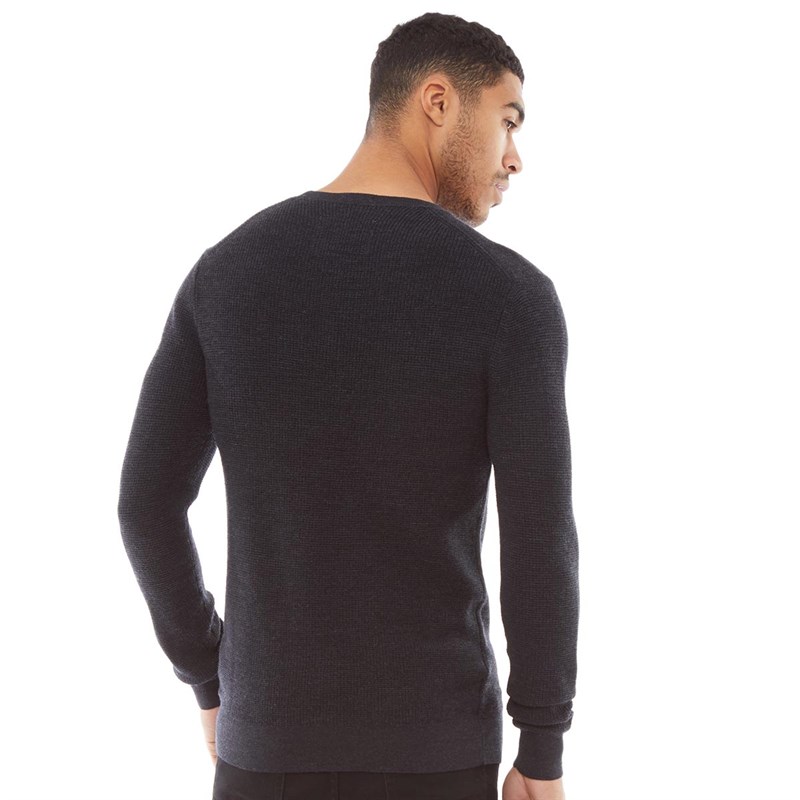 Superdry Heren Idris Elba Premium Geweven Trui met Ronde Hals Donker Marineblauw