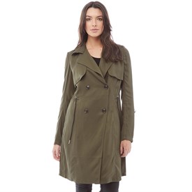 Superdry Dames Lila Drape Trench Mac Coat Donkerkaki superdry kopen in de aanbieding