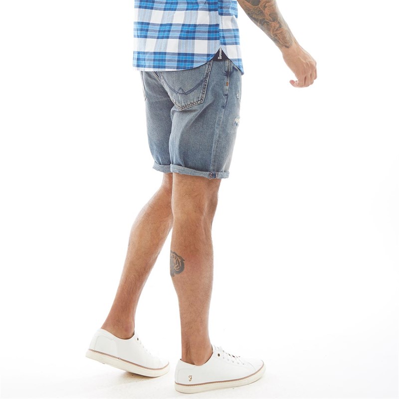 Superdry Mens Loose Denim Shorts Market Mid Warn
