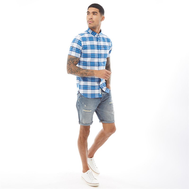 Superdry Mens Loose Denim Shorts Market Mid Warn