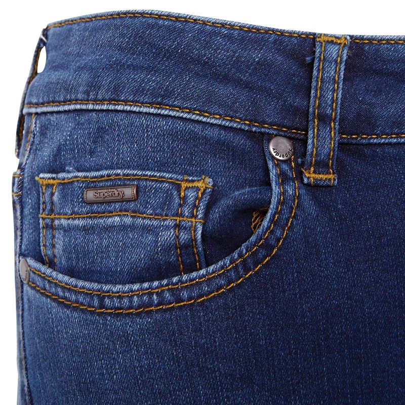 Superdry Damskie Superthermo Jeansy Skinny Denimowy Niebieski
