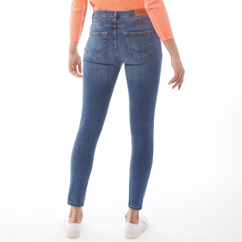 Superdry Womens Sophia High Waist Skinny Jeans Hawaii Blue Ripped