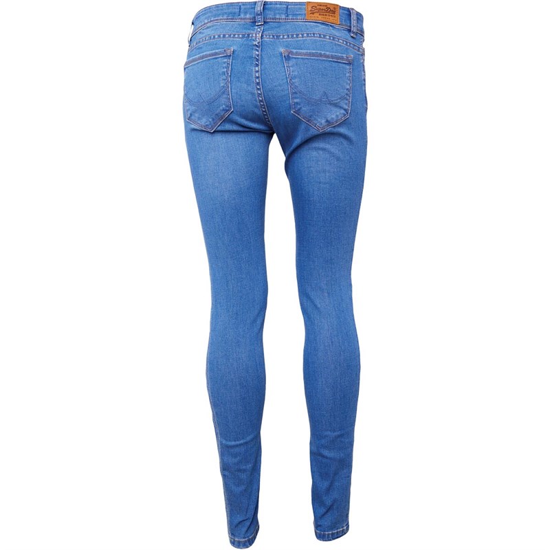 Superdry Jean Slim Cassie Femme Bleu Denim