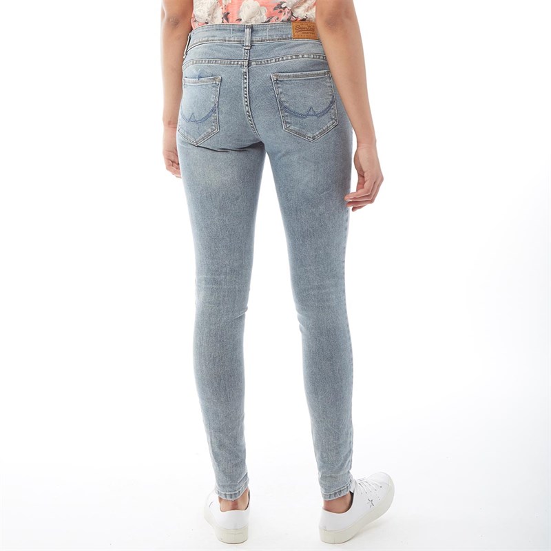 Superdry Damskie Cassie Jeansy Skinny Sprany Niebieski