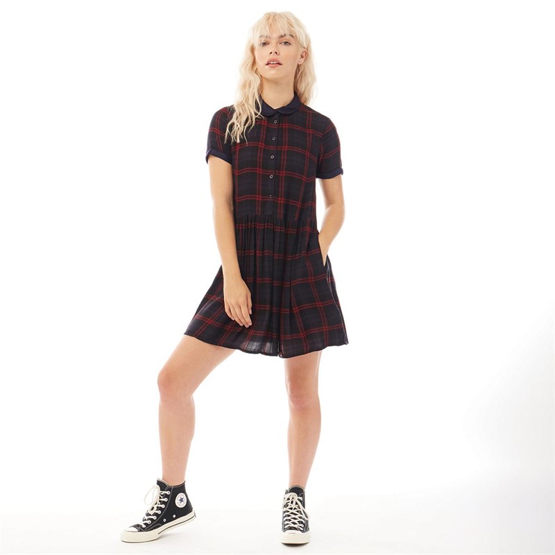 Superdry Damen Philipa Check Kleid Rot kariert