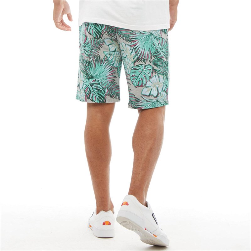 Superdry Mens Superdry Aop Washed Shorts Grey Marl Tropical Palm