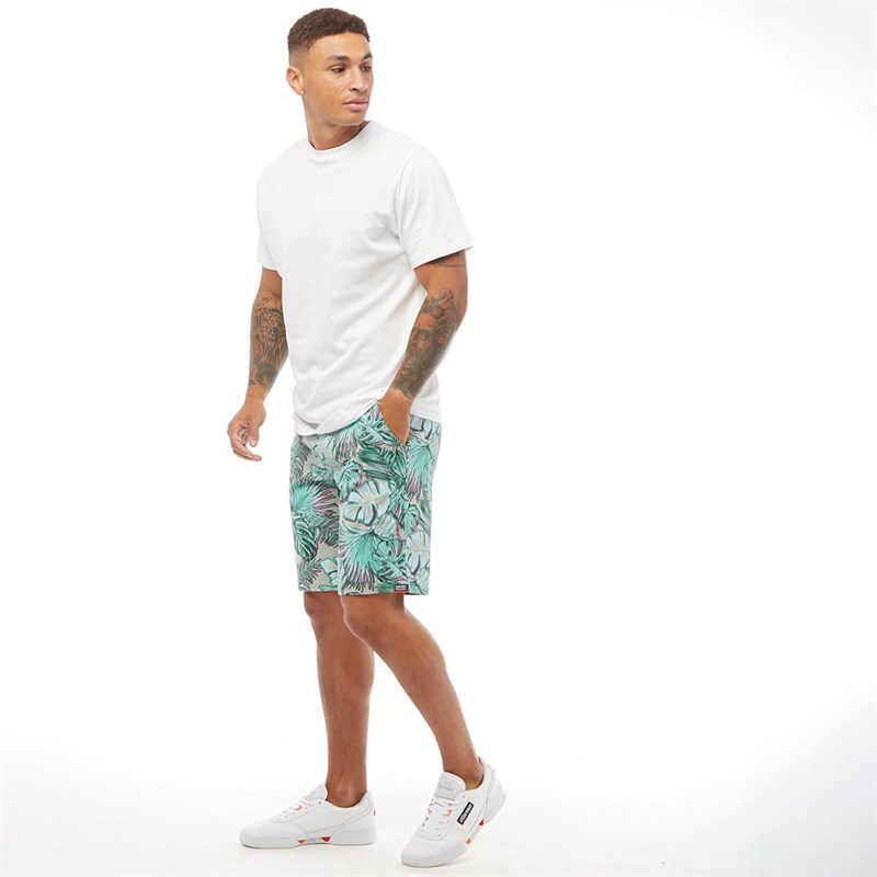Superdry Mens Superdry Aop Washed Shorts Grey Marl Tropical Palm