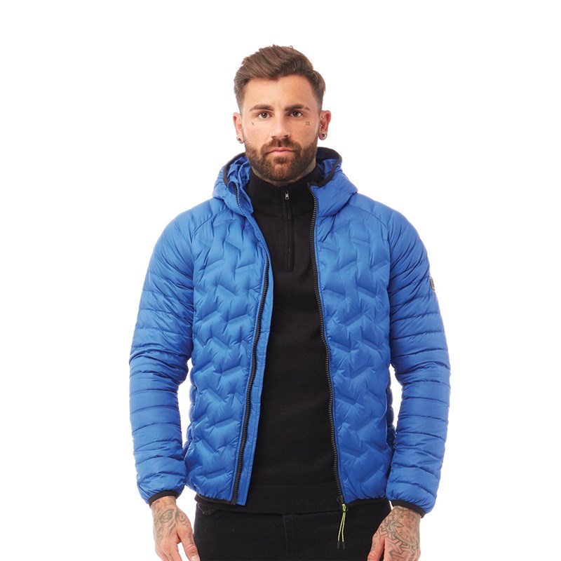 Superdry Mens Down Radar Mix Quilted Jacket Cobalt