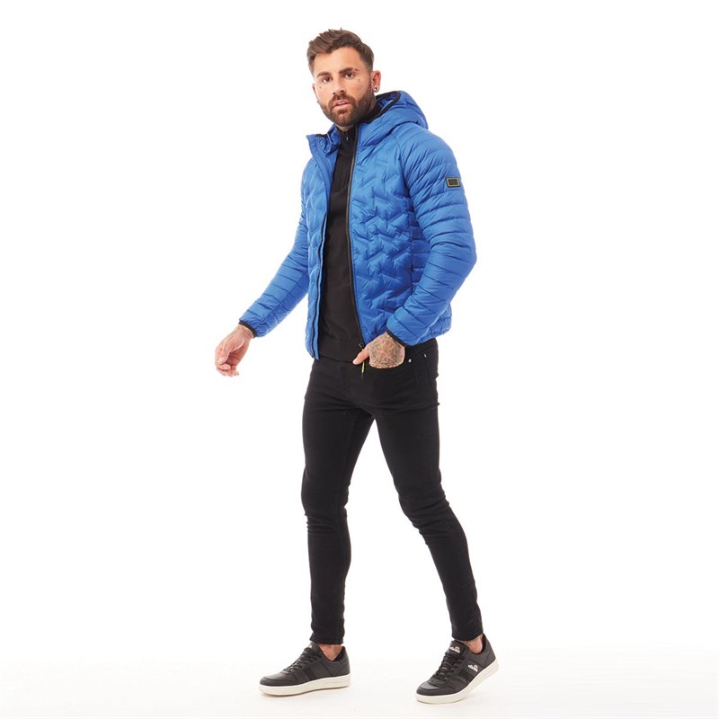 Superdry Mens Down Radar Mix Quilted Jacket Cobalt