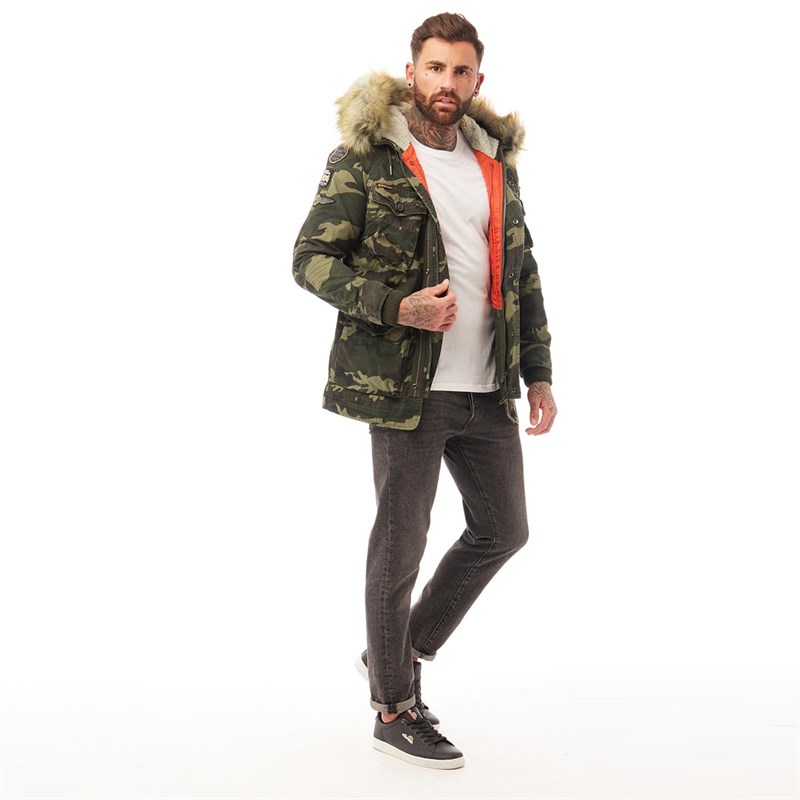 Superdry Herren Rookie Heavy Weather Parka Jacke Tarnfarbe