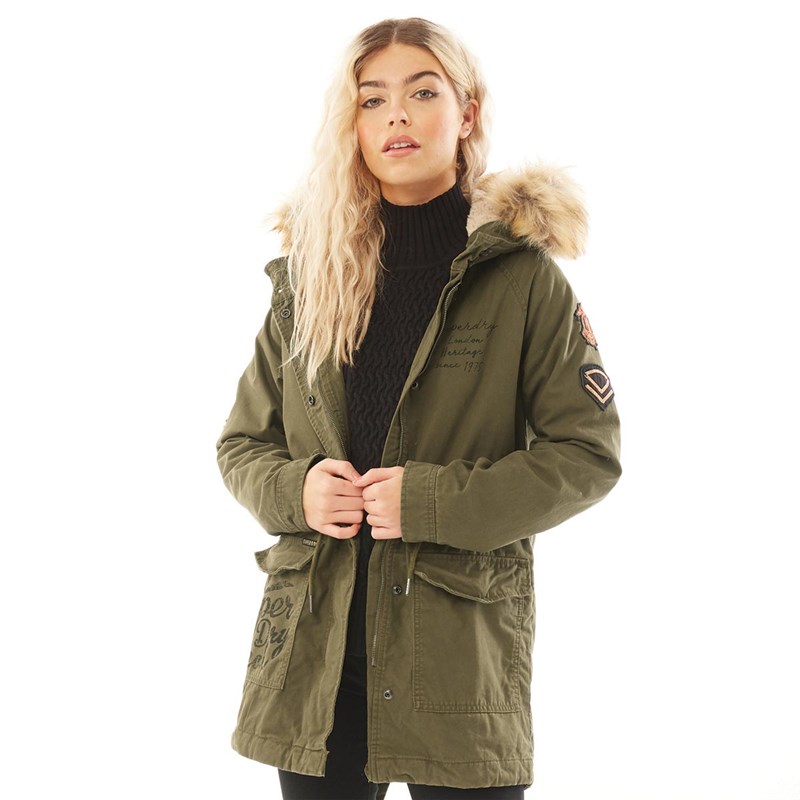 Superdry Damen Rookie Heavy Weather Tiger Parka Jacke Khaki
