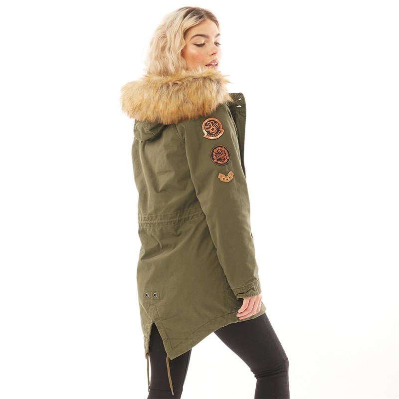 Superdry Damen Rookie Heavy Weather Tiger Parka Jacke Khaki