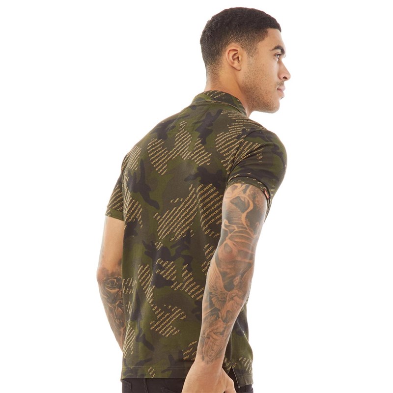 Superdry Męskie Tropic Army Koszulka Polo Zielony Wojskowy