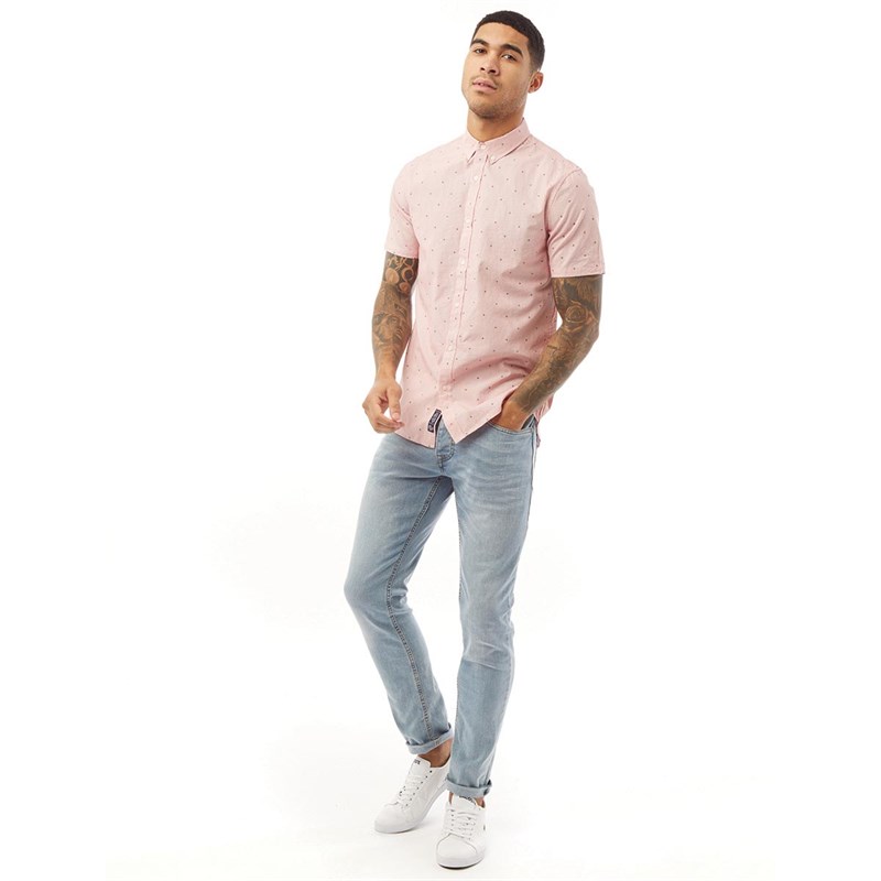 Superdry Herrer Classic Shoreditch Kortærmet Skjorte Lyserød