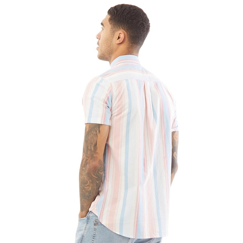 Superdry Mens Classics East Coast Oxford Short Sleeve Shirt Candy Deck Stripe