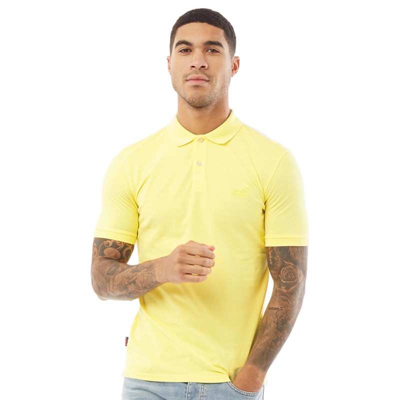 Superdry Herren Classic Micro LW Pique Polohemd Gelb