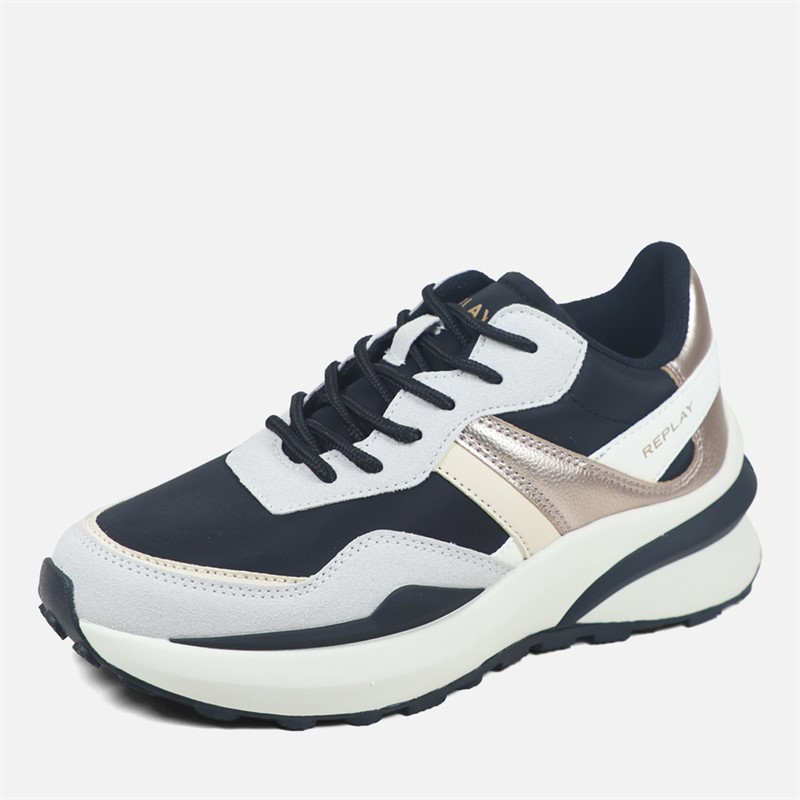 Replay Womens Athena Trainers Black Off White