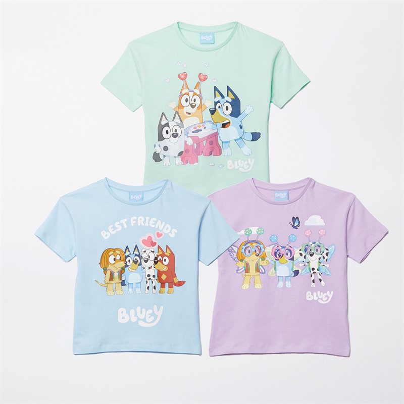 Bluey Girls Three Pack T-Shirts Multi