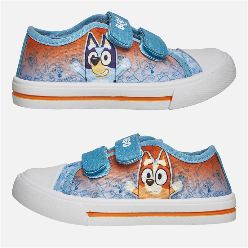 Bluey Kids Twin Bar Canvas Pumps Blue/Orange