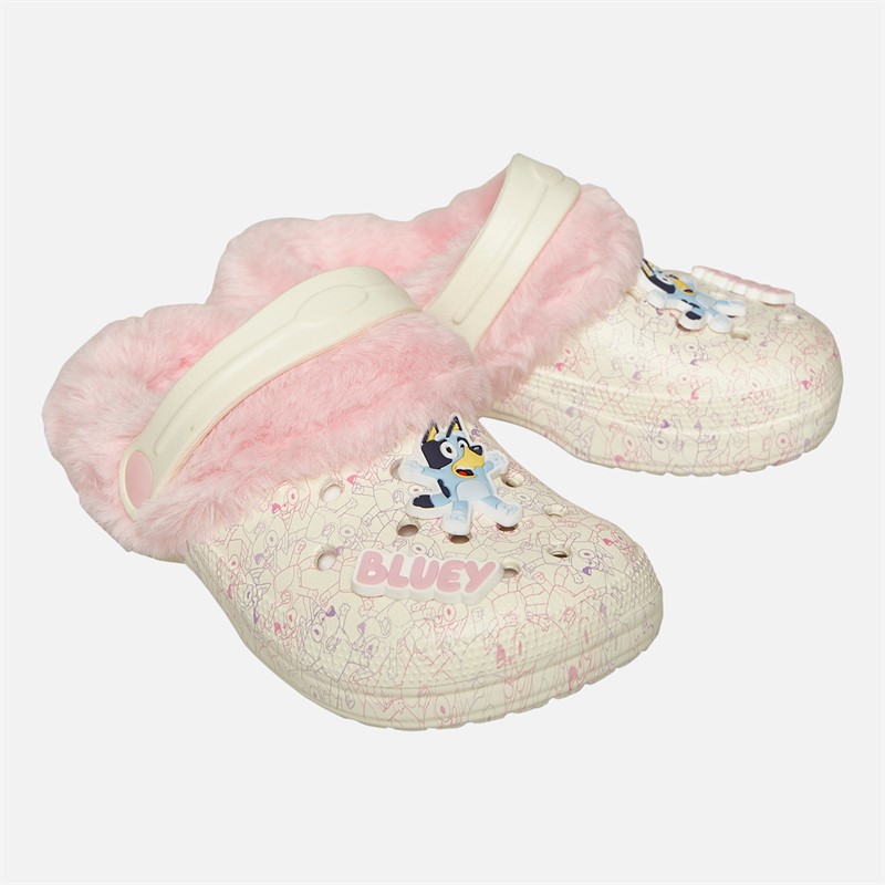 Bluey Infants Girls Jump Fur Lined Clogs Beige/Pink