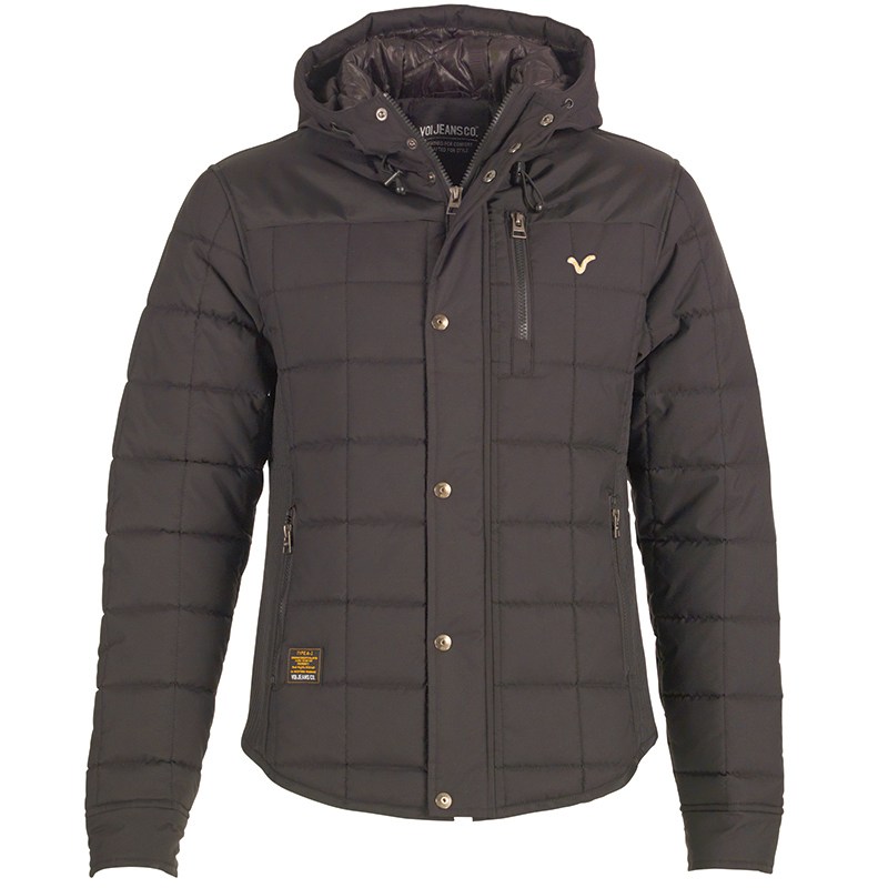 Buy Voi Jeans Mens Glance Hooded Quilted Jacket Black at MandM Direct